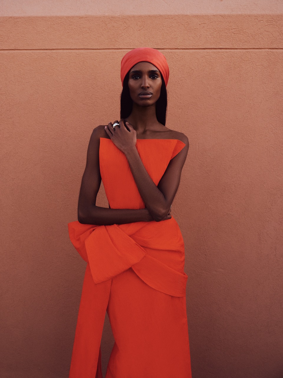 Bibi wears a Rosie Assoulin Hustle & Bustle cotton-blend maxi wrap skirt ($1,995), Diotima Botanica Cutwork silk twill Lou foulard ($295) and Lara Sonmez Ada ring ($546). Bibi Abdulkadir by Su Mustecaplioglu 6